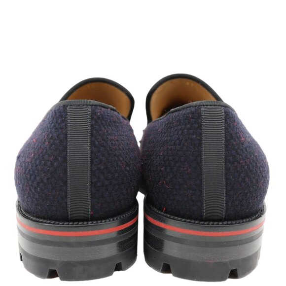 Christian Louboutin  Rossini Spike Tassel Tweed Loafer Navy Blue - Picture 5 of 12